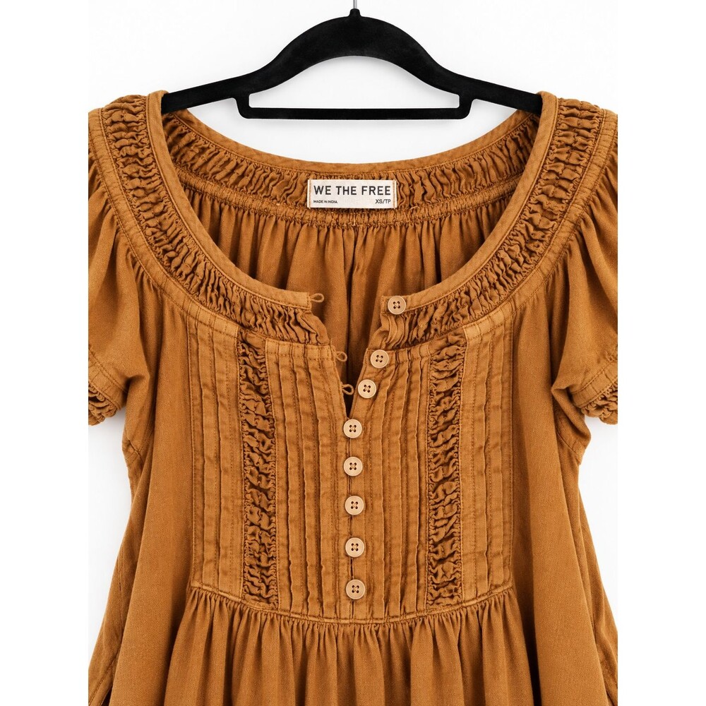Free People We The Free Fayre Midi Top Butternut XS Cotton Linen Tunic - Picture 4 of 9